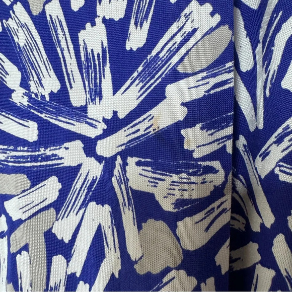 DVF Kye Paint Stroke Silk Jersey Knit Wrap Dress Blue Wrap Dress Small Sz 10 Tag - Picture 9 of 12